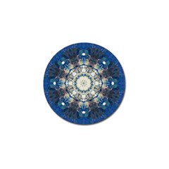 Painted Blue Mandala Flower On Canvas Golf Ball Marker by pepitasart