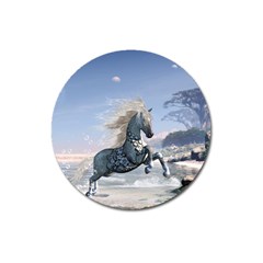 Wonderful Wild Fantasy Horse On The Beach Magnet 3  (round)