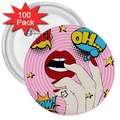 Pop Art   3  Buttons (100 Pack)  by Valentinaart