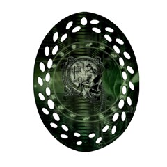 Awesome Creepy Mechanical Skull Oval Filigree Ornament (two Sides) by FantasyWorld7