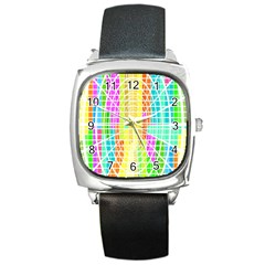 Abstract Squares Background Network Square Metal Watch