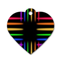 Neon Light Abstract Pattern Lines Dog Tag Heart (two Sides)