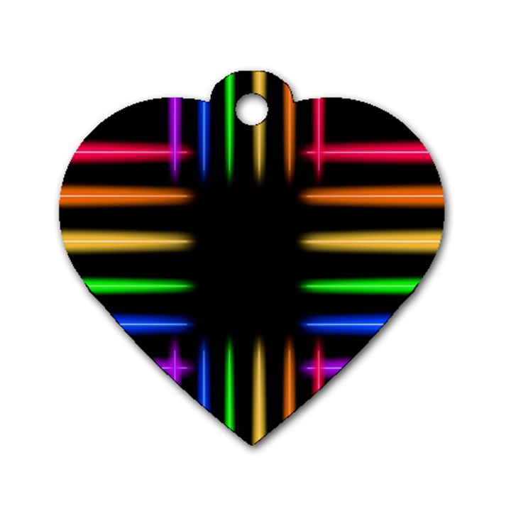 Neon Light Abstract Pattern Lines Dog Tag Heart (Two Sides)