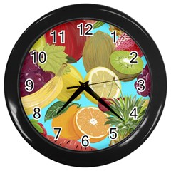 Fruit Picture Drawing Illustration Wall Clock (black) by Sapixe