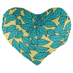 Leaves Dried Leaves Stamping Large 19  Premium Flano Heart Shape Cushions by Sapixe