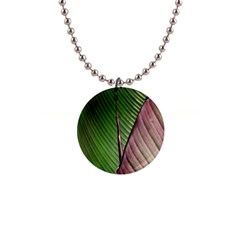 Leaf Banana Leaf Greenish Lines Button Necklaces