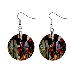 Tiffany Window Colorful Pattern Mini Button Earrings by Sapixe