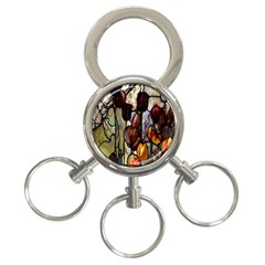 Tiffany Window Colorful Pattern 3-ring Key Chains