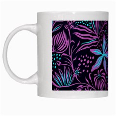 Stamping Pattern Leaves Drawing White Mugs