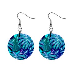 Leaves Tropical Palma Jungle Mini Button Earrings by Sapixe