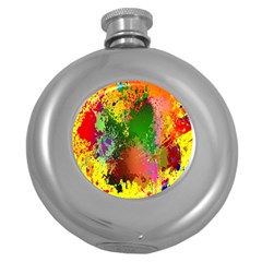 Embroidery Dab Color Spray Round Hip Flask (5 Oz) by Sapixe