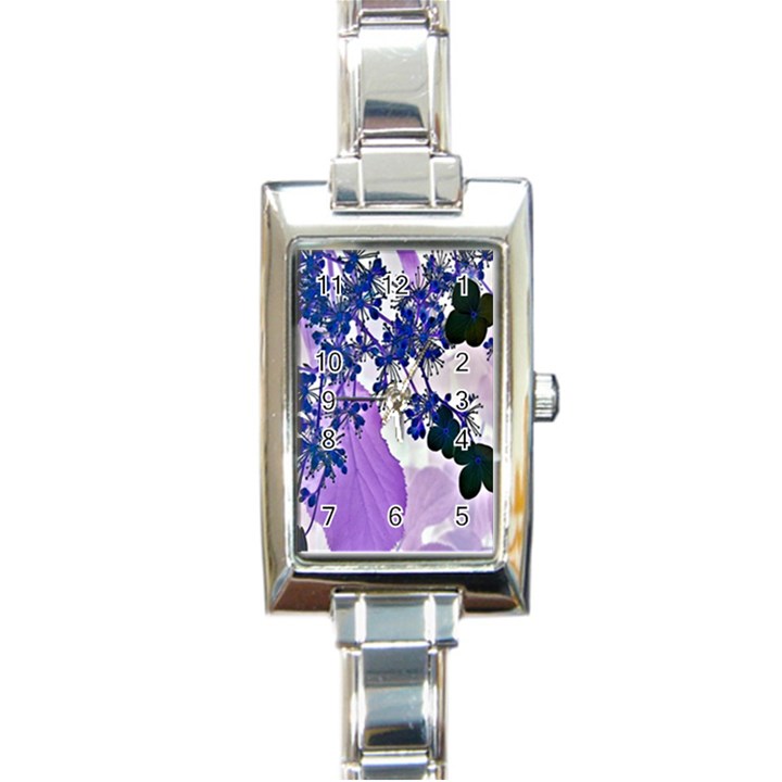 Blossom Bloom Floral Design Rectangle Italian Charm Watch