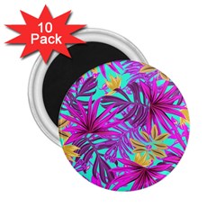Tropical Greens Leaves Design 2 25  Magnets (10 Pack) 