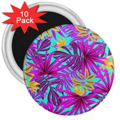 Tropical Greens Leaves Design 3  Magnets (10 Pack) 