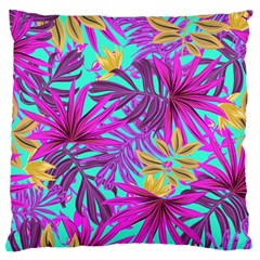 Tropical Greens Leaves Design Large Cushion Case (one Side)