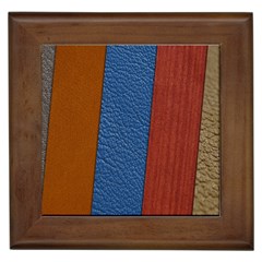 Leather Background Structure Orange Framed Tiles