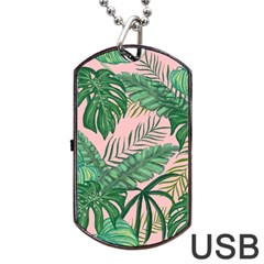 Tropical Greens Leaves Design Dog Tag Usb Flash (two Sides)