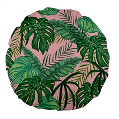 Tropical Greens Leaves Design Large 18  Premium Flano Round Cushions by Sapixe