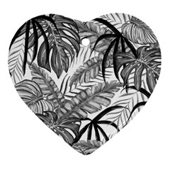 Drawing Leaves Nature Picture Heart Ornament (two Sides) by Sapixe