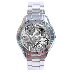 Drawing Leaves Nature Picture Stainless Steel Analogue Watch by Sapixe