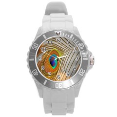 Peacock Feather Feather Bird Round Plastic Sport Watch (l) by Sapixe