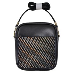 Rattan Wood Background Pattern Girls Sling Bag