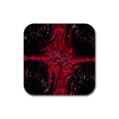 Wgt Fractal Red Black Pattern Rubber Square Coaster (4 Pack) 