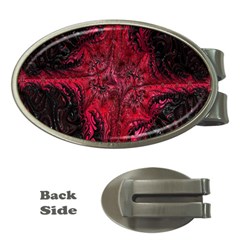 Wgt Fractal Red Black Pattern Money Clips (oval)  by Sapixe