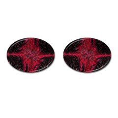 Wgt Fractal Red Black Pattern Cufflinks (oval)