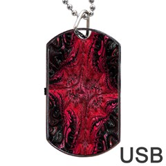 Wgt Fractal Red Black Pattern Dog Tag Usb Flash (one Side) by Sapixe