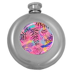 Illustration Reason Leaves Design Round Hip Flask (5 Oz) by Sapixe