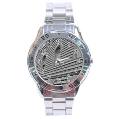 Brickwork Stone Building Facade Stainless Steel Analogue Watch by Sapixe