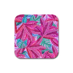 Leaves Tropical Reason Stamping Rubber Square Coaster (4 Pack) 
