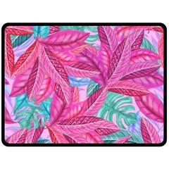 Leaves Tropical Reason Stamping Fleece Blanket (large)  by Sapixe