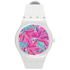 Leaves Tropical Reason Stamping Round Plastic Sport Watch (m) by Sapixe