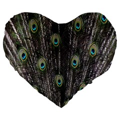 Background Peacock Feathers Large 19  Premium Flano Heart Shape Cushions