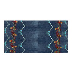 Blue Denim Pattern Native American Beads Pattern By Flipstylez Designs Satin Wrap by flipstylezfashionsLLC