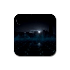 Skyline Night Star Sky Moon Sickle Rubber Coaster (Square) 