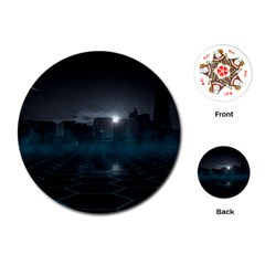 Skyline Night Star Sky Moon Sickle Playing Cards (Round)