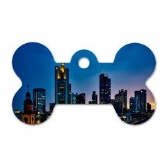 Frankfurt Germany Panorama City Dog Tag Bone (Two Sides)