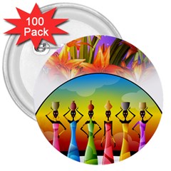 African American Women 3  Buttons (100 Pack)  by AlteredStates
