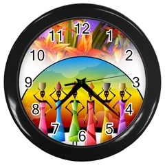 African American Women Wall Clock (black)