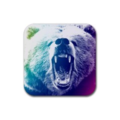 Bear Grizzly Wallpaper Rubber Coaster (Square) 