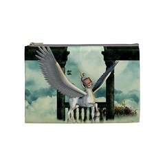 Cute Little Pegasus In The Sky, Cartoon Cosmetic Bag (medium) by FantasyWorld7