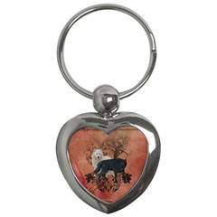 Awesome Black And White Wolf Key Chains (heart)  by FantasyWorld7