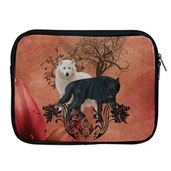 Awesome Black And White Wolf Apple Ipad 2/3/4 Zipper Cases by FantasyWorld7