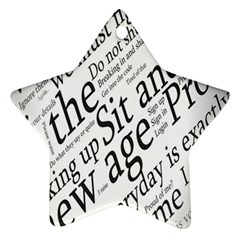 Abstract Minimalistic Text Typography Grayscale Focused Into Newspaper Ornament (Star)