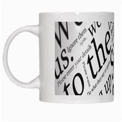 Abstract Minimalistic Text Typography Grayscale Focused Into Newspaper White Mugs