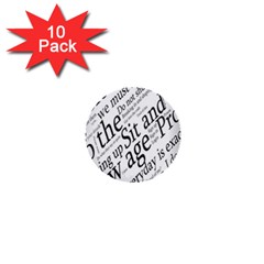 Abstract Minimalistic Text Typography Grayscale Focused Into Newspaper 1  Mini Buttons (10 pack) 