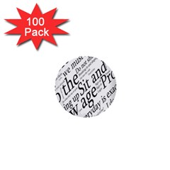 Abstract Minimalistic Text Typography Grayscale Focused Into Newspaper 1  Mini Buttons (100 pack) 